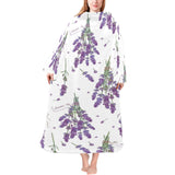 lavender flower design pattern Blanket Robe with Sleeves