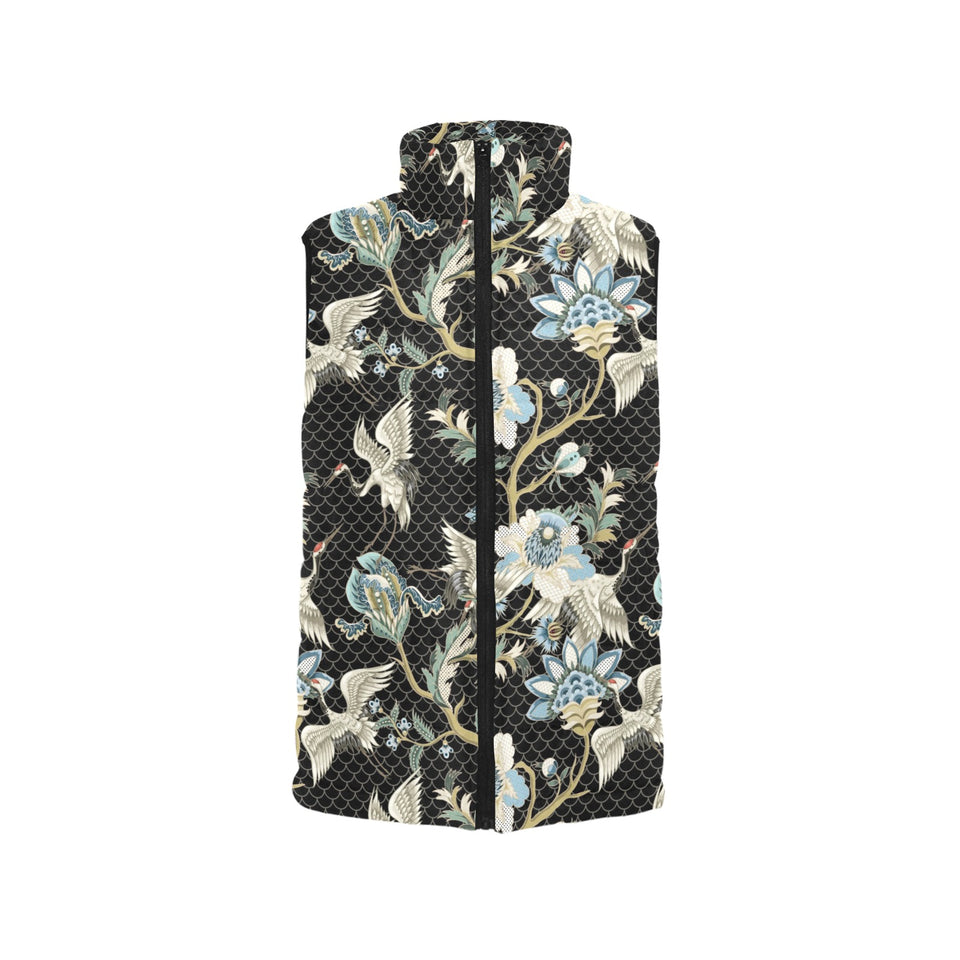 Japanese crane ornament elements Women's Padded Vest