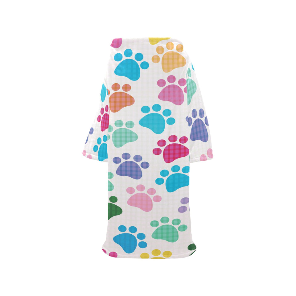 Dog Paws Pattern Print Design 01 Blanket Robe with Sleeves