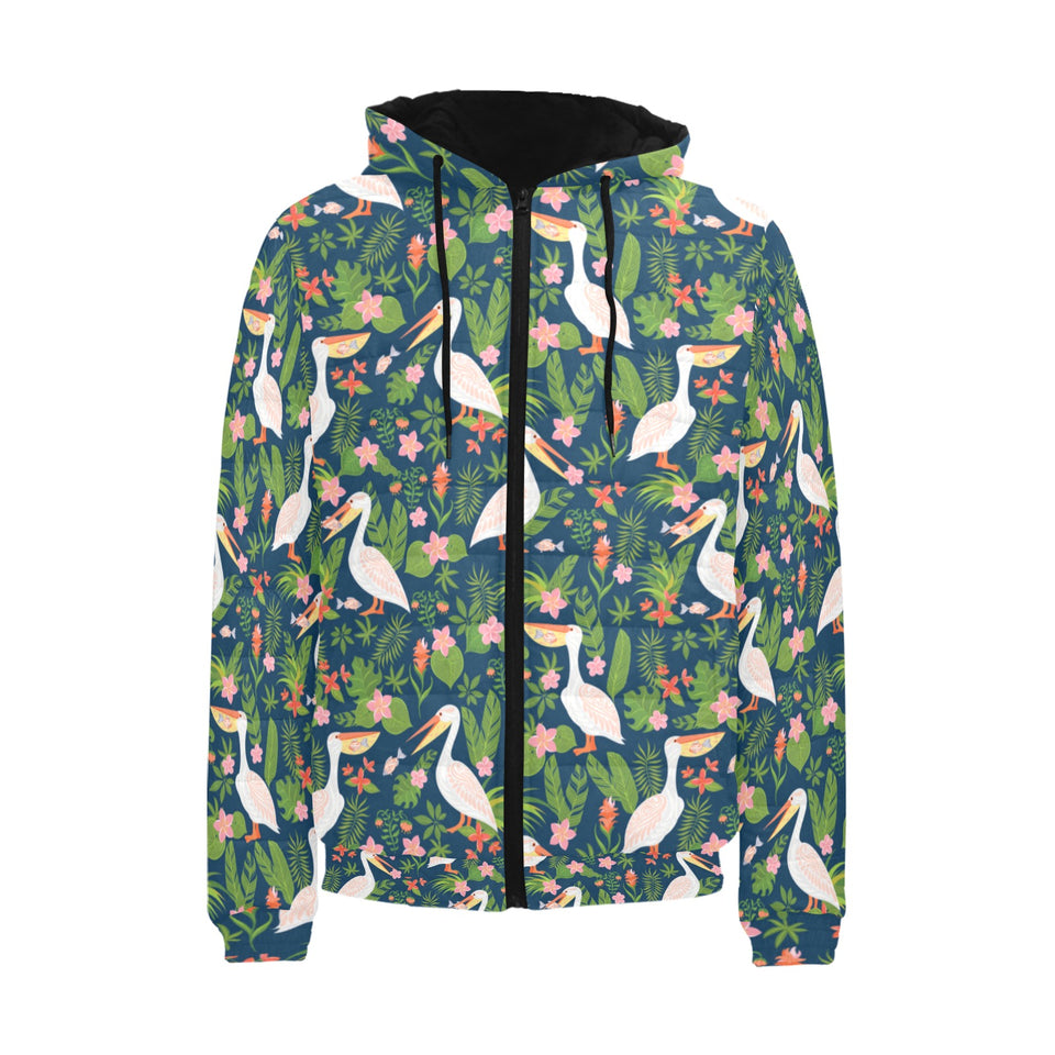 Pelican Pattern Print Design 05 Men's Padded Hooded Jacket