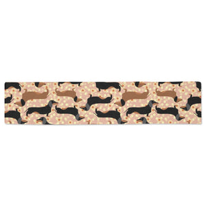 Dachshund floral background Table Runner