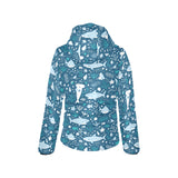 Cute shark pattern Women's Padded Hooded Jacket