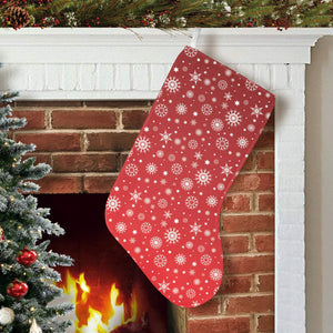 Snowflake pattern red background Christmas Stocking
