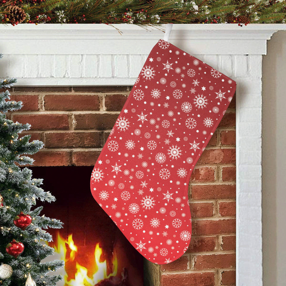Snowflake pattern red background Christmas Stocking