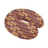 Hand drawn gold saxophone red background U-Shaped Travel Neck Pillow