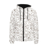 cacao beans leaves pattern Men's Padded Hooded Jacket
