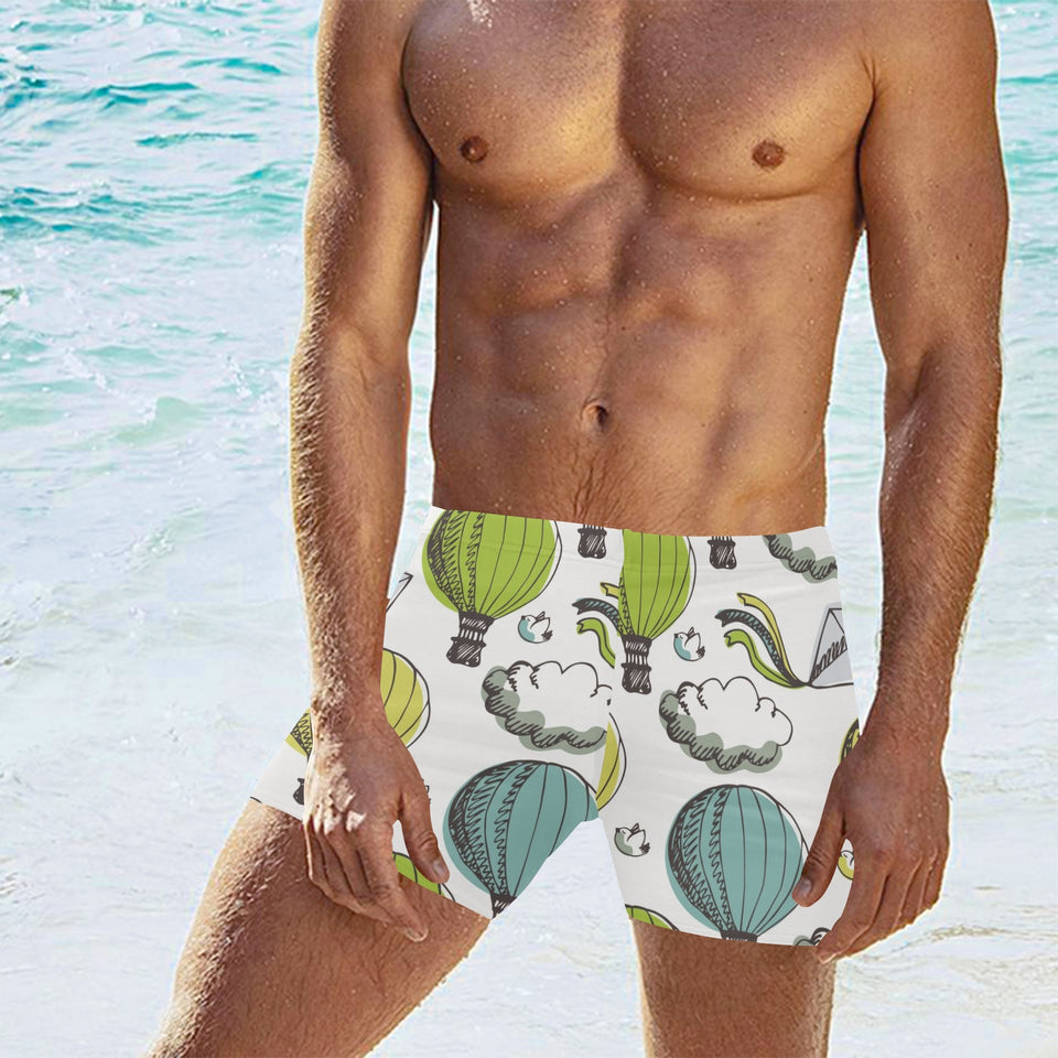 Hot Air Balloon Bird Cloud Pattern Men's Swimming Trunks