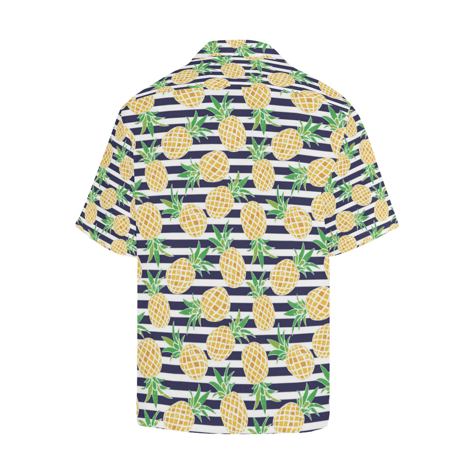 Pineapples pattern striped background Men's All Over Print Hawaiian Shirt