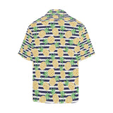 Pineapples pattern striped background Men's All Over Print Hawaiian Shirt