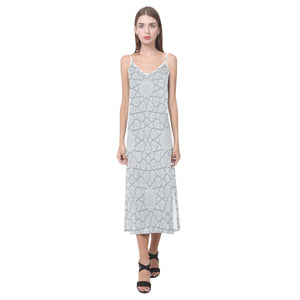 arabic star pattern V-Neck Open Fork Long Dress