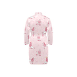 Poodle dog pink color theme Men's Long Sleeve Belted Night Robe