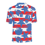 American football ball star stripes pattern Men's All Over Print Polo Shirt