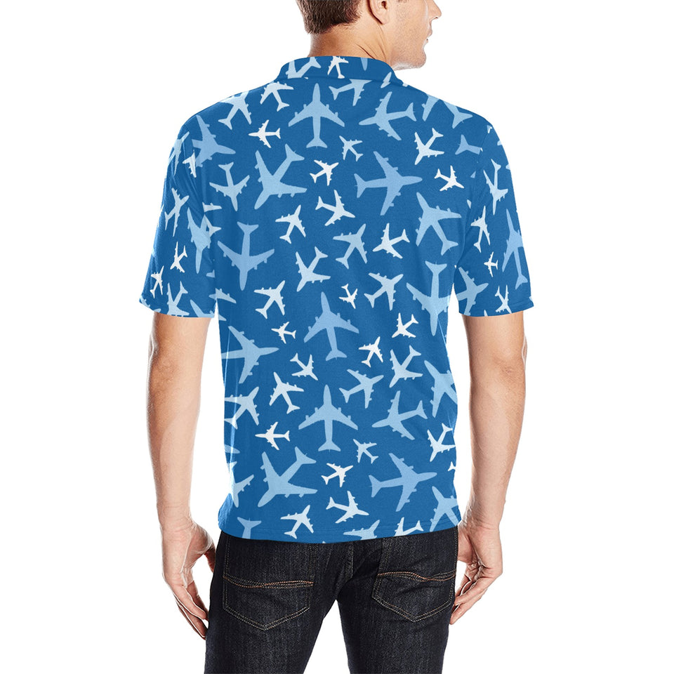 Airplane pattern in the sky Men's All Over Print Polo Shirt