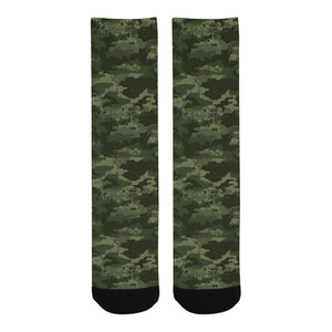 Digital Green camouflage pattern Crew Socks