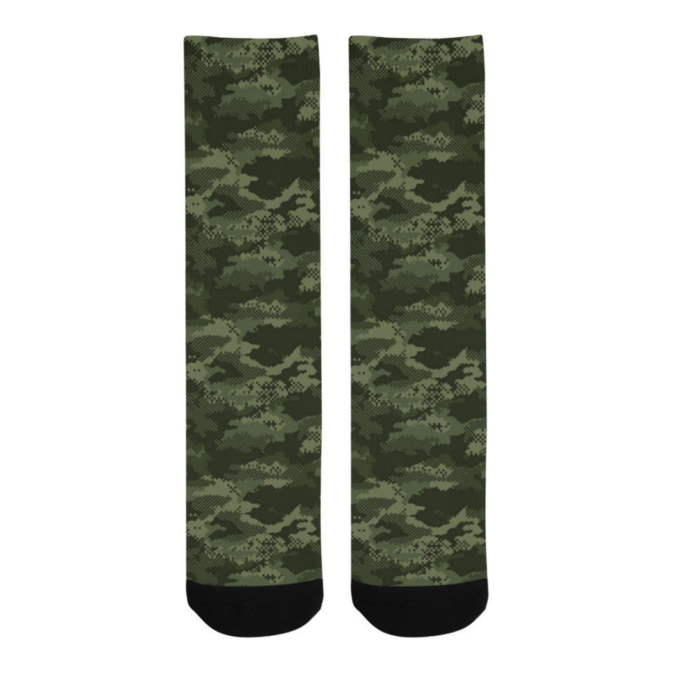 Digital Green camouflage pattern Crew Socks