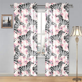 Zebra pink flower background Gauze Curtain