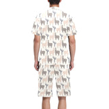 Llama Alpaca pattern Men's V-Neck Short Pajama Set