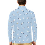 Seagull Pattern Print Design 02 Men's Long Sleeve Polo Shirt