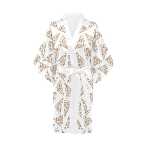 Hand drawn pizza pattern Women's Short Kimono Robe