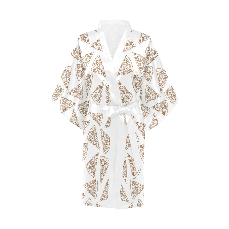 Hand drawn pizza pattern Women's Short Kimono Robe