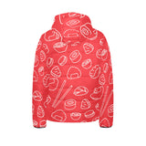 sushi pattern red background Kids' Boys' Girls' Padded Hooded Jacket