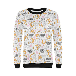 Corgi Dog Pattern Women's Crew Neck Sweatshirt