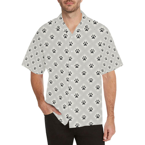 Dog Paws Pattern Print Design 03 Men's All Over Print Hawaiian Shirt (Model T58)