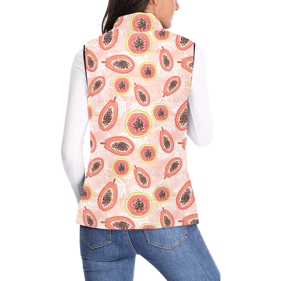 papaya leaves pattern Women's Padded Vest