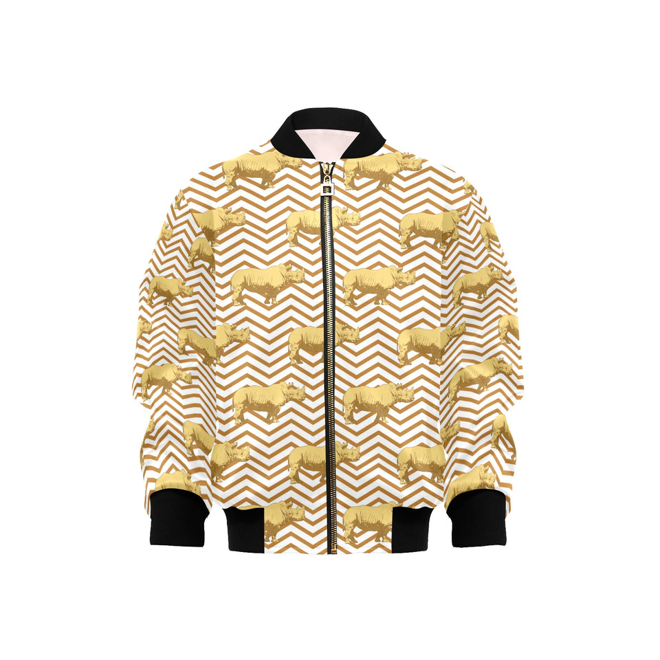 Rhino yellow theme pattern Kids' Boys' Girls' Bomber Jacket