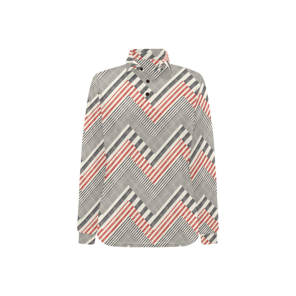 zigzag chevron striped pattern Women's Long Sleeve Polo Shirt