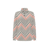 zigzag chevron striped pattern Women's Long Sleeve Polo Shirt