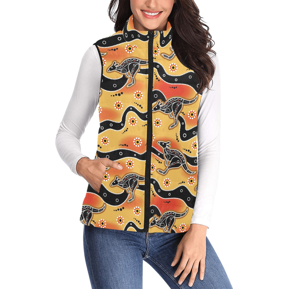 Kangaroo Australian aboriginal art pattern Women's Padded Vest