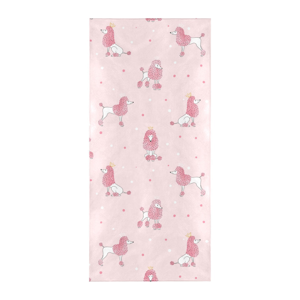 Poodle dog pink color theme Beach Towel