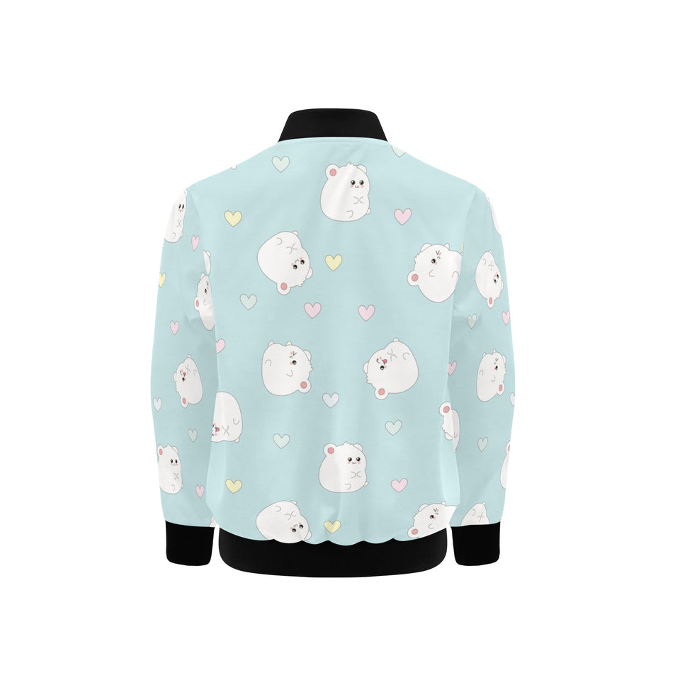 White cute hamsters heart pattern Kids' Boys' Girls' Bomber Jacket