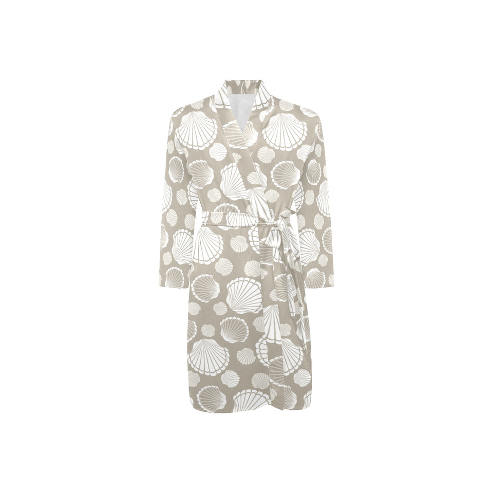 Scallop shell pattern Men's Long Sleeve Belted Night Robe