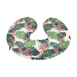 heliconia flowers, palm and monstera leaves U-Shaped Travel Neck Pillow