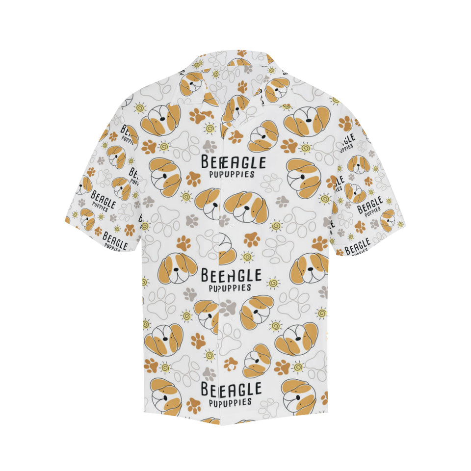 Cute beagle dog pattern background Men's All Over Print Hawaiian Shirt