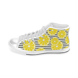 slice of lemon design pattern Men's High Top Canvas Shoes White