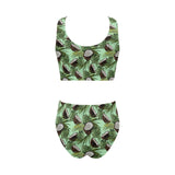 Coconut Pattern Print Design 02 Chest Bowknot High Waisted Bikini Swimsuit