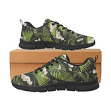 White orchid flower tropical leaves pattern blackg Women's Sneaker Shoes