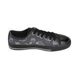 sushi pattern black background Men's Low Top Canvas Shoes Black