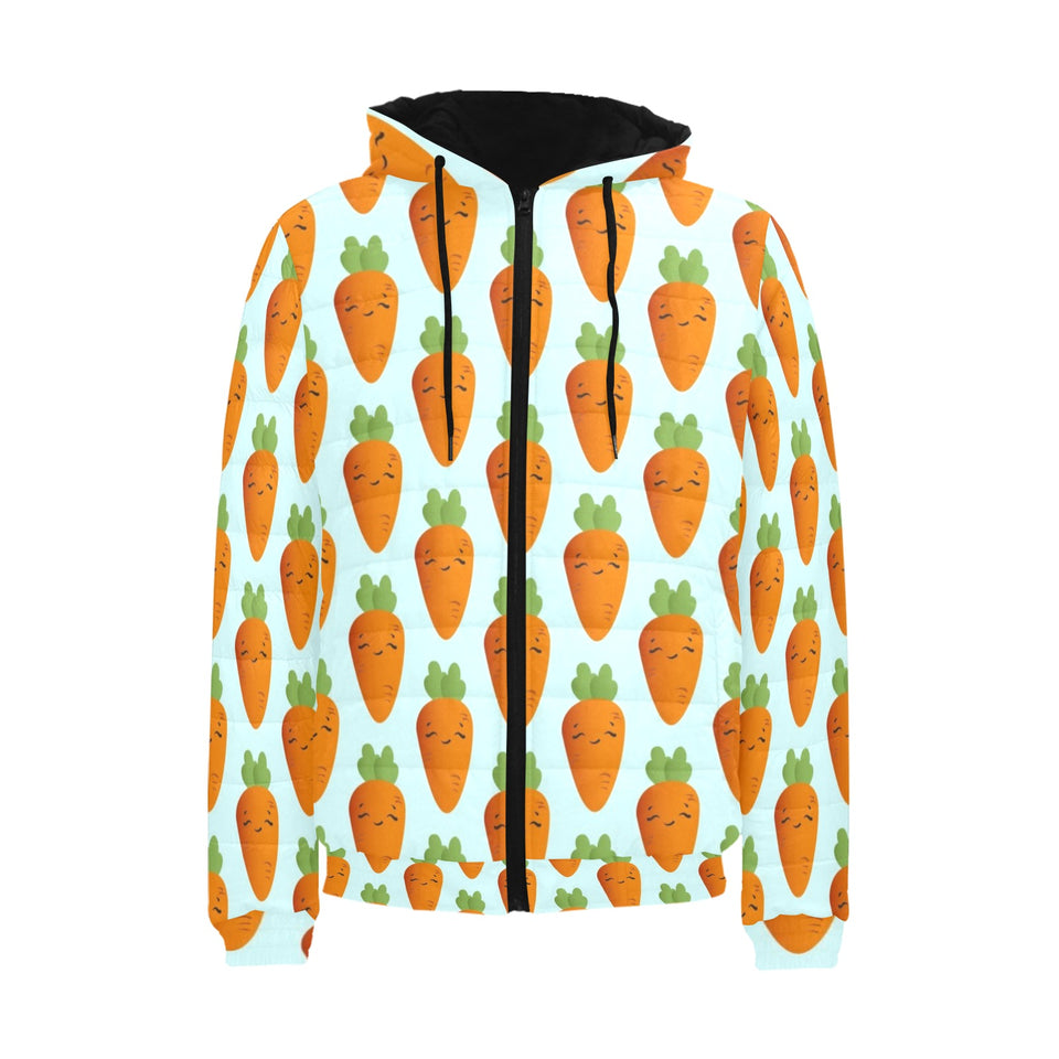 Carrot Pattern Print Design 03 Men's Padded Hooded Jacket