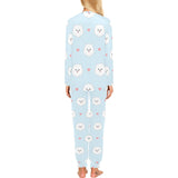 White cute pomeranian pattern Women's All Over Print Pajama Set