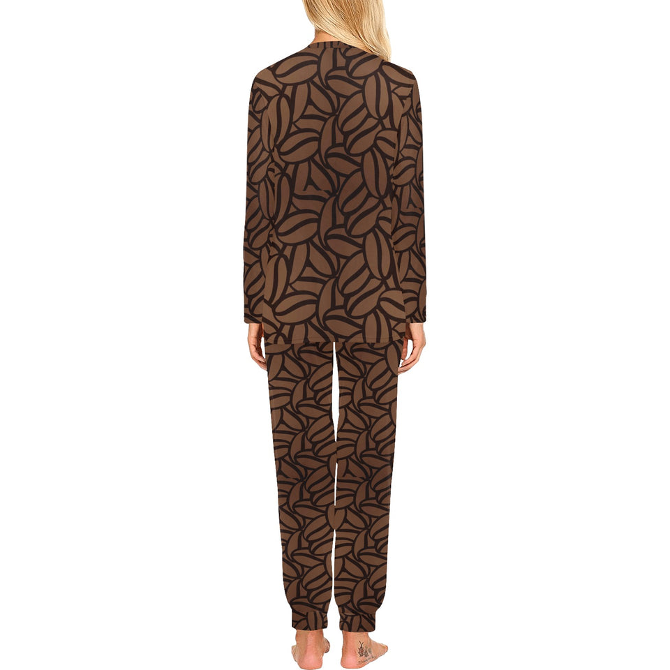 coffee bean pattern Women's All Over Print Pajama Set