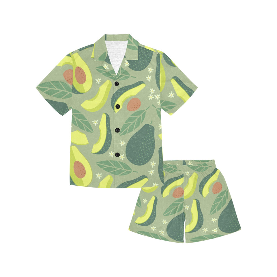 Avocado pattern Kids' Boys' Girls' V-Neck Short Pajama Set