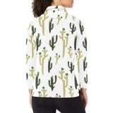 Cute cactus pattern Women's Long Sleeve Polo Shirt