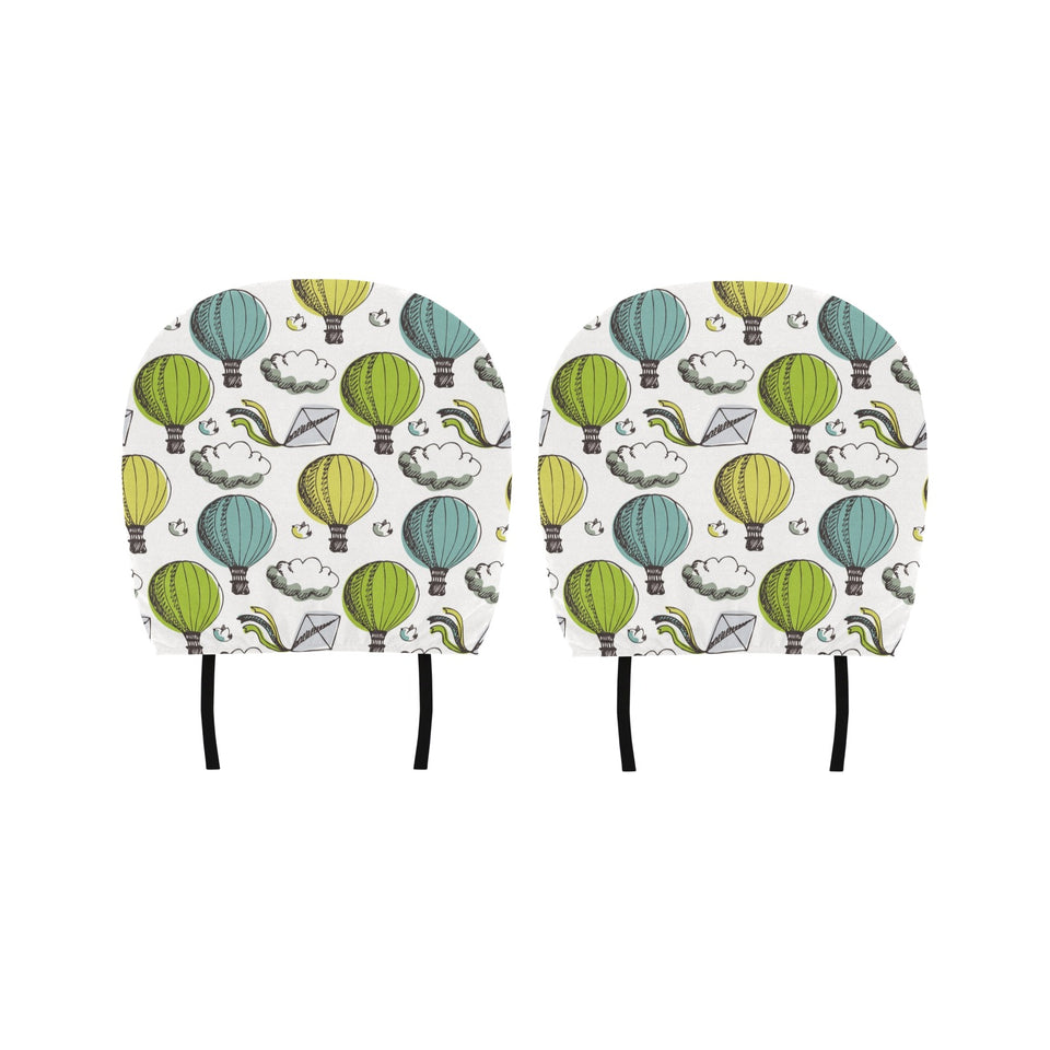 Hot Air Balloon Bird Cloud Pattern Car Headrest Cover