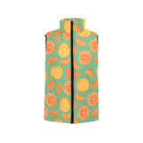 orange fruit pattern green background Men's Padded Vest