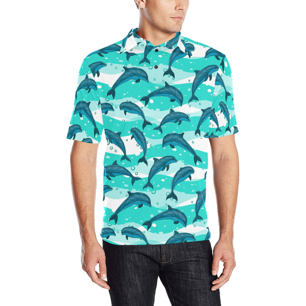 Dolphin sea pattern Men's All Over Print Polo Shirt