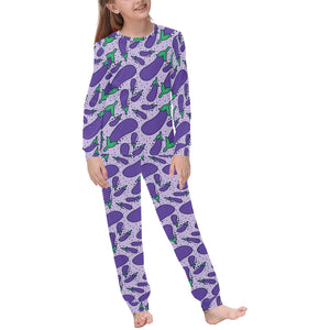 Eggplant Pattern Print Design 03 Kids' Boys' Girls' All Over Print Pajama Set